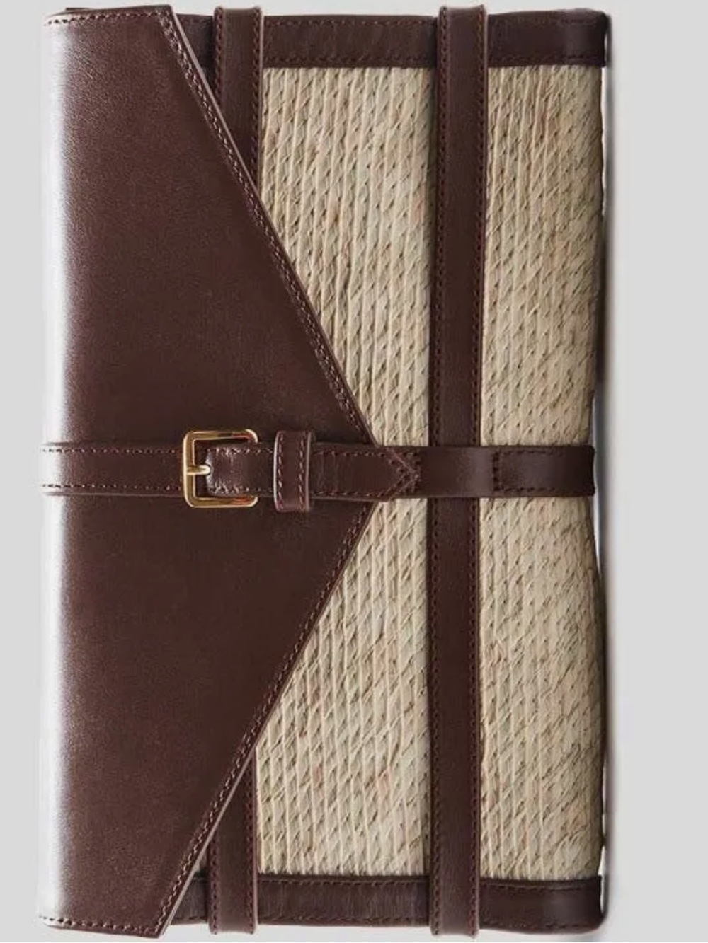 Altuzarra watermill Brown and Natural Woven Envelope Clutch with Buckle